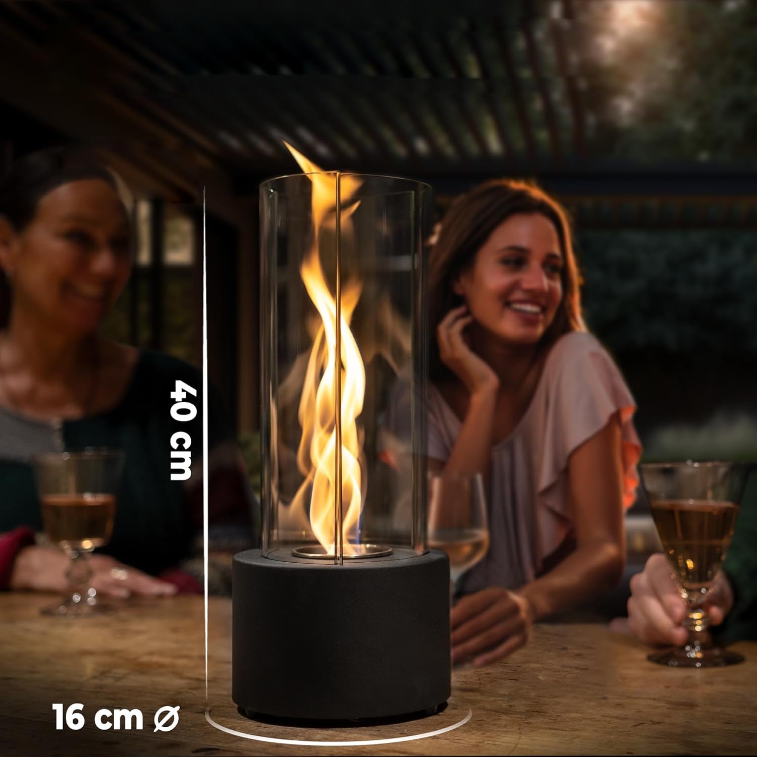 Tornado Tabletop Fire Pit - Premium Alcohol Tabletop Fireplace - Indoor Fire Pit Tabletop & Outdoor Table Top Firepit with Adjustable Flame Ring, Gift for Balcony Home Decor, Patio and Backyard