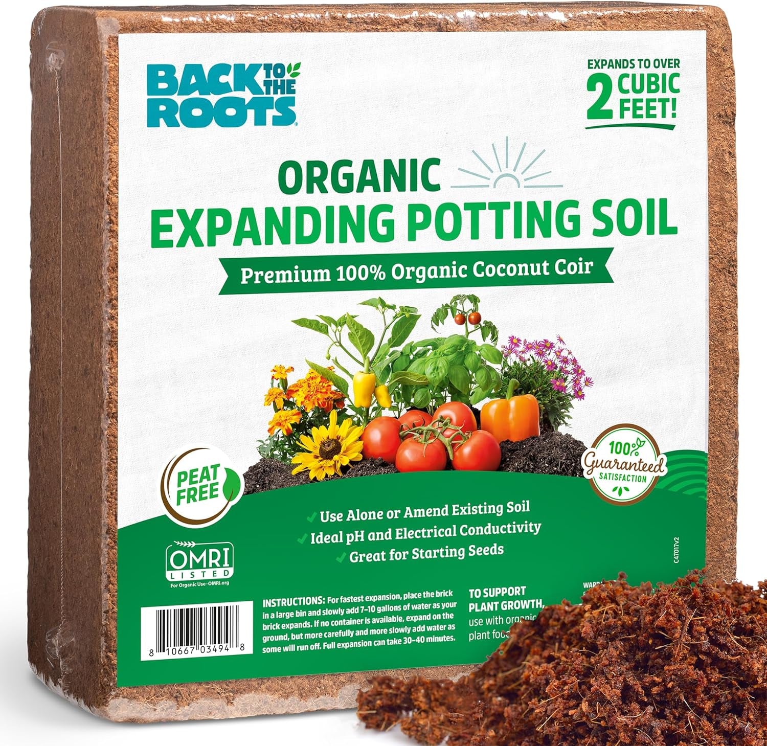 Organic Coir, 51 Quart Expanding Soil, Great for Seeds and Potting