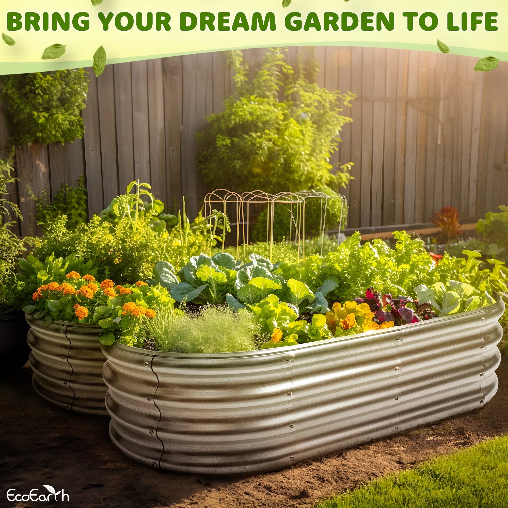 Galvanized Raised Garden Bed, Heavy-Duty Steel Planter Gardening Box W/ Open Base Design for Vegetables & Flowers by