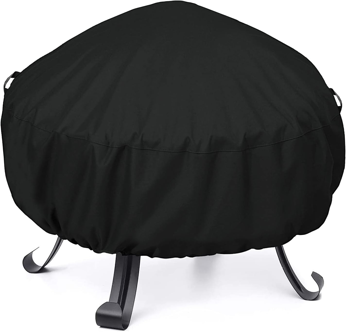 Fire Pit Cover round 44 Inch, Heavy Duty Waterproof Fire Bowl Cover, Outdoor Patio Furniture Side Table Protector with Adjustable Drawstring and Handles, UV & Rip & Fade Resistant, Black