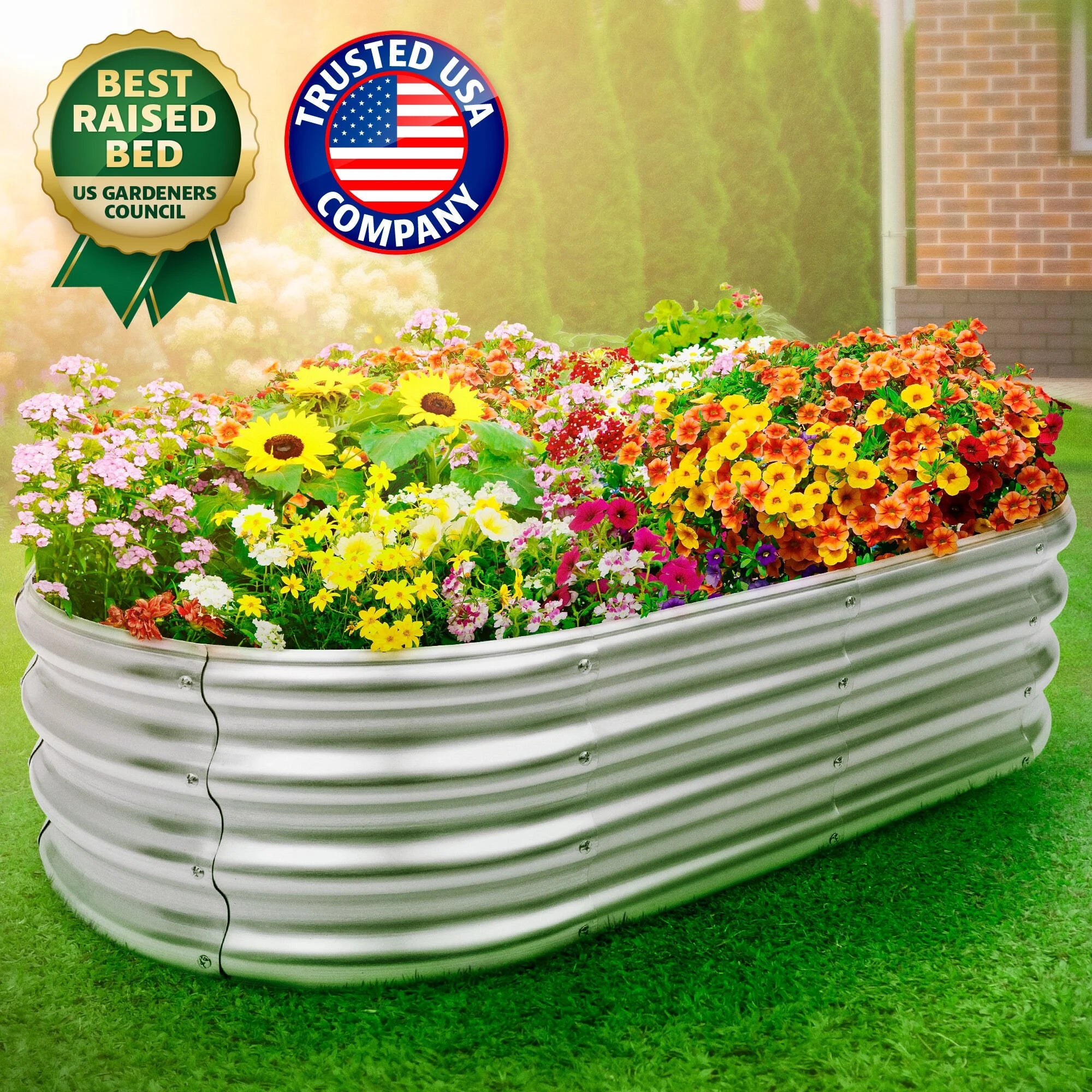 Galvanized Raised Garden Bed, Heavy-Duty Steel Planter Gardening Box W/ Open Base Design for Vegetables & Flowers by