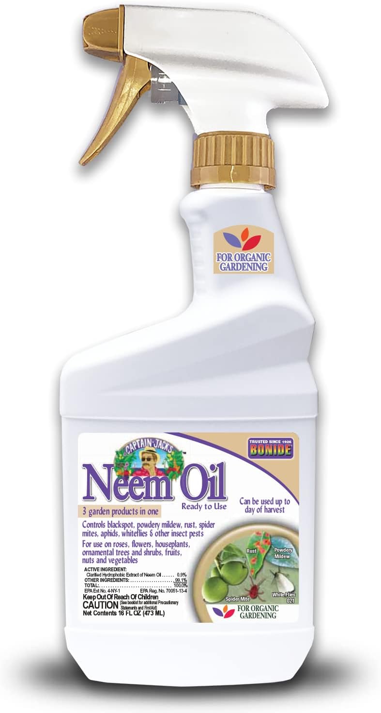 Captain Jack'S Neem Oil, 32 Oz Ready-To-Use Spray, Multi-Purpose Fungicide, Insecticide and Miticide for Organic Gardening