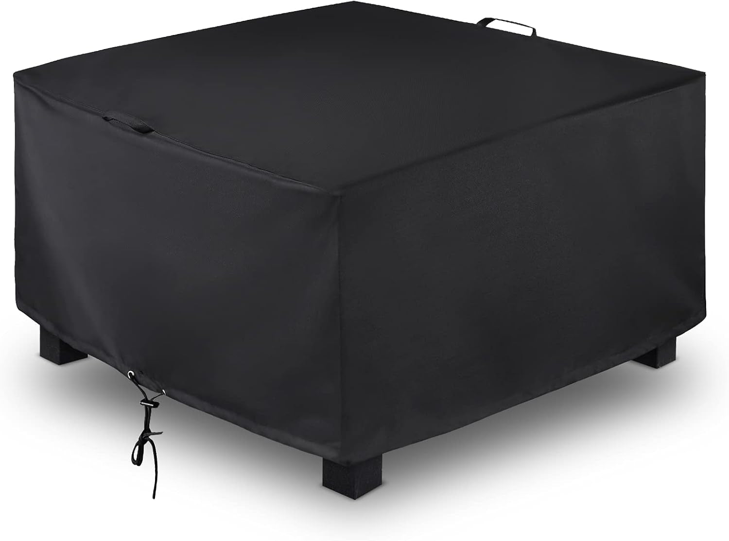 Fire Pit Cover round 44 Inch, Heavy Duty Waterproof Fire Bowl Cover, Outdoor Patio Furniture Side Table Protector with Adjustable Drawstring and Handles, UV & Rip & Fade Resistant, Black