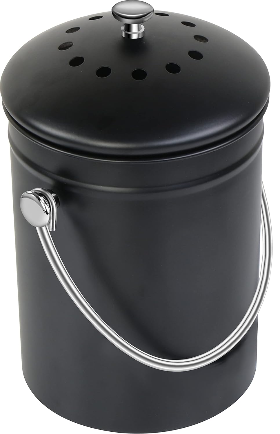 Compost Bin for Kitchen Countertop, 1.3 Gallon Compost Bucket for Kitchen with Lid, Includes 1 Spare Charcoal Filter, Home Essentials - (Silver)