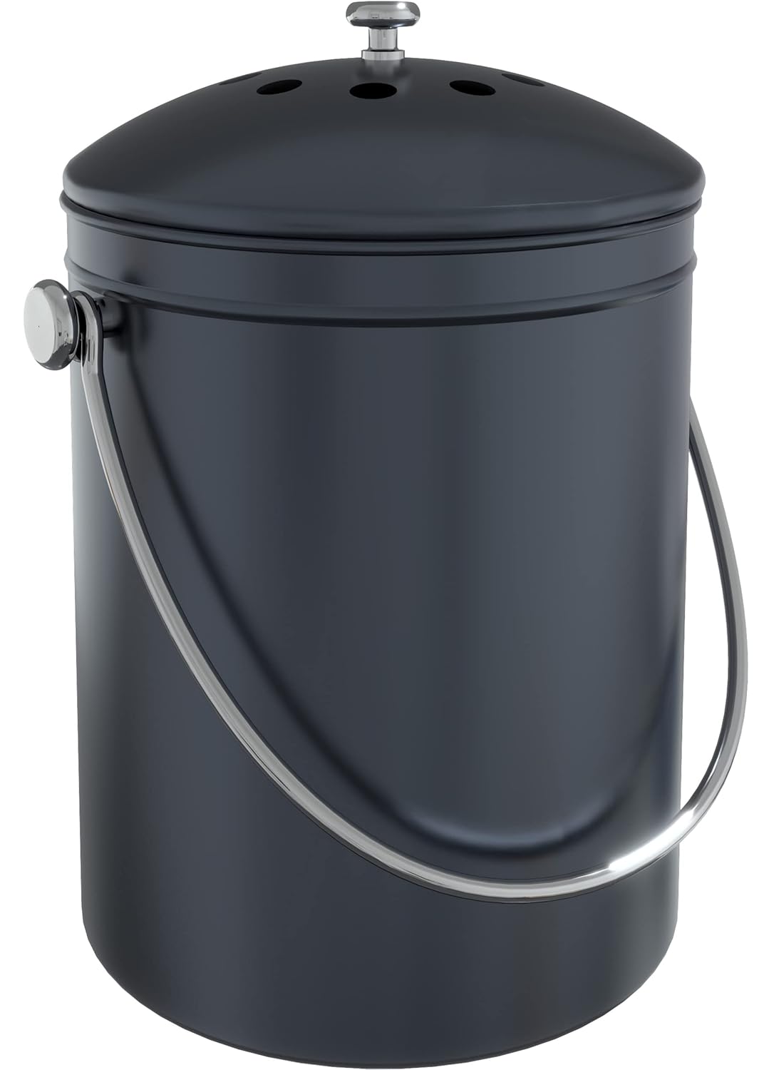 Compost Bin for Kitchen Countertop, 1.3 Gallon Compost Bucket for Kitchen with Lid, Includes 1 Spare Charcoal Filter, Home Essentials - (Silver)