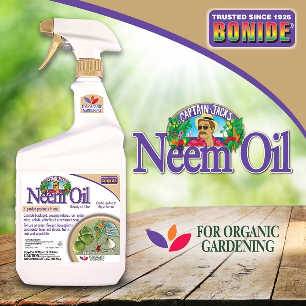 Captain Jack'S Neem Oil, 32 Oz Ready-To-Use Spray, Multi-Purpose Fungicide, Insecticide and Miticide for Organic Gardening