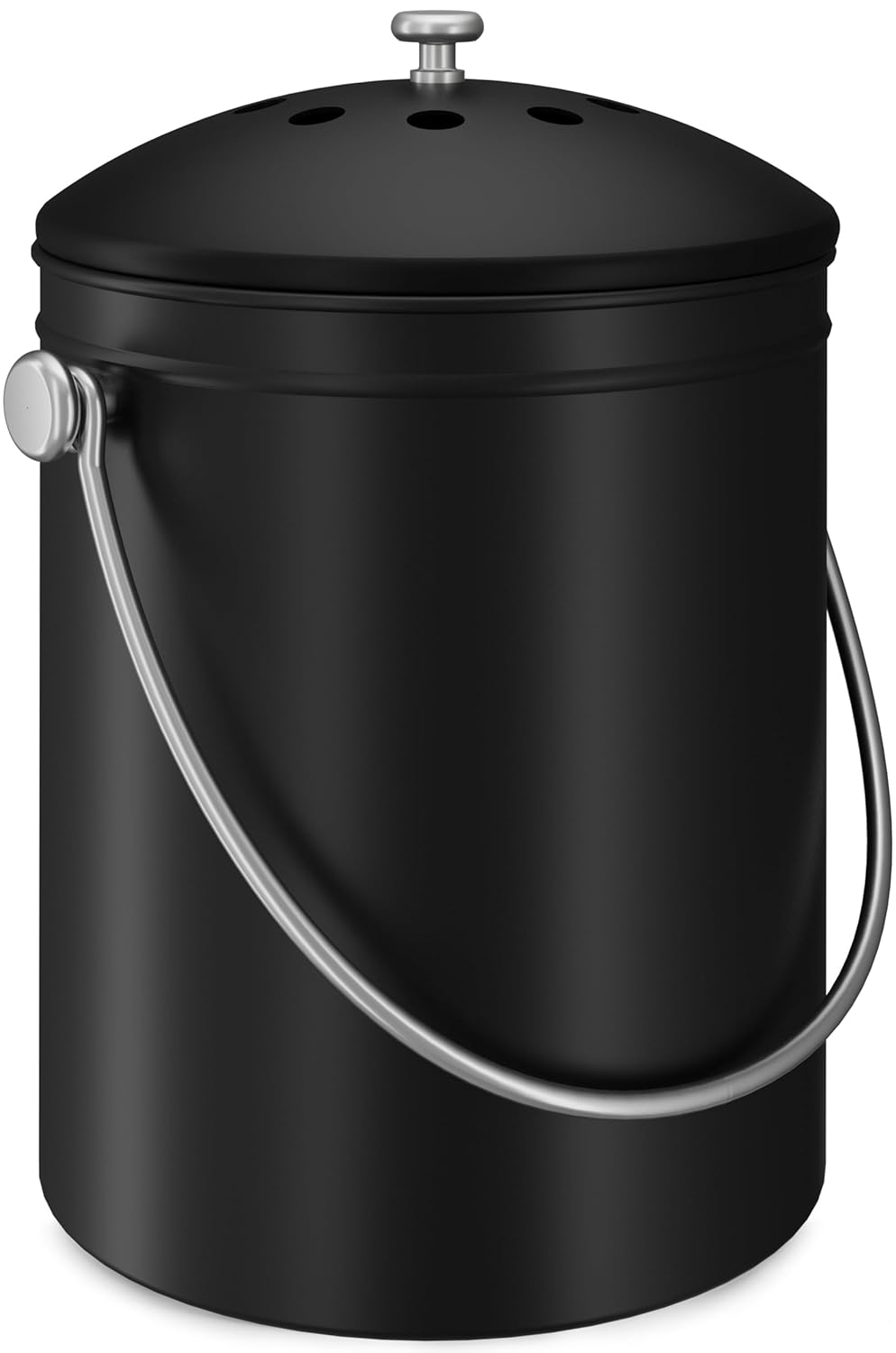 Compost Bin for Kitchen Countertop, 1.3 Gallon Compost Bucket for Kitchen with Lid, Includes 1 Spare Charcoal Filter, Home Essentials - (Silver)