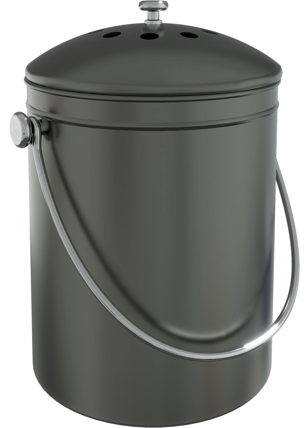 Compost Bin for Kitchen Countertop, 1.3 Gallon Compost Bucket for Kitchen with Lid, Includes 1 Spare Charcoal Filter, Home Essentials - (Silver)