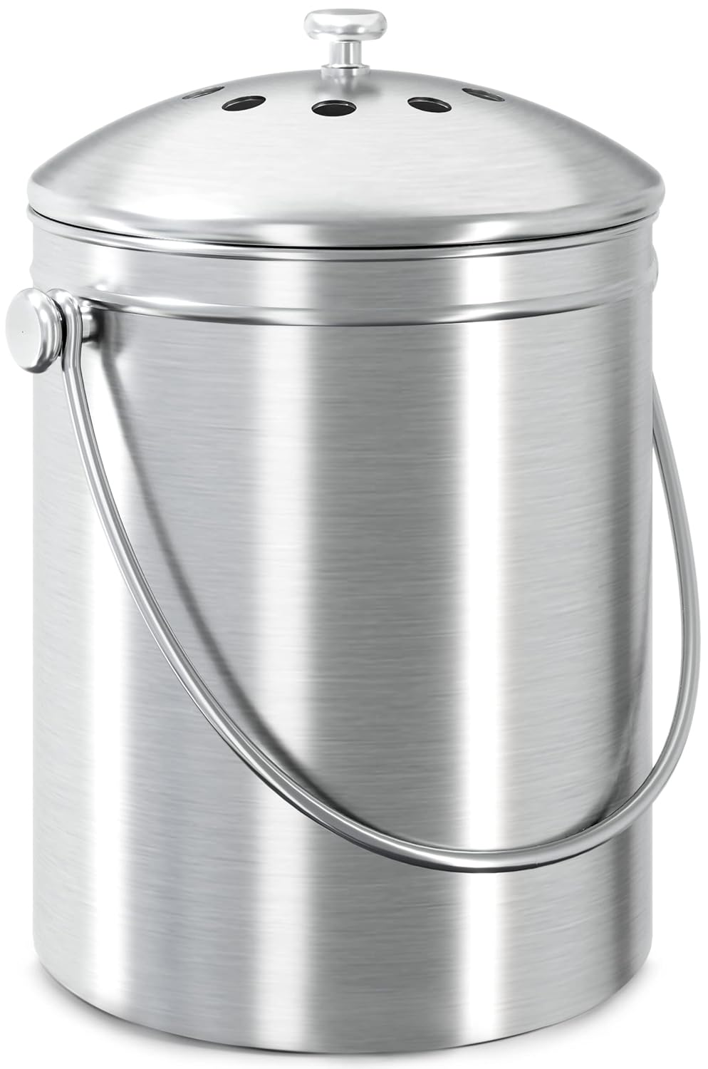 Compost Bin for Kitchen Countertop, 1.3 Gallon Compost Bucket for Kitchen with Lid, Includes 1 Spare Charcoal Filter, Home Essentials - (Silver)