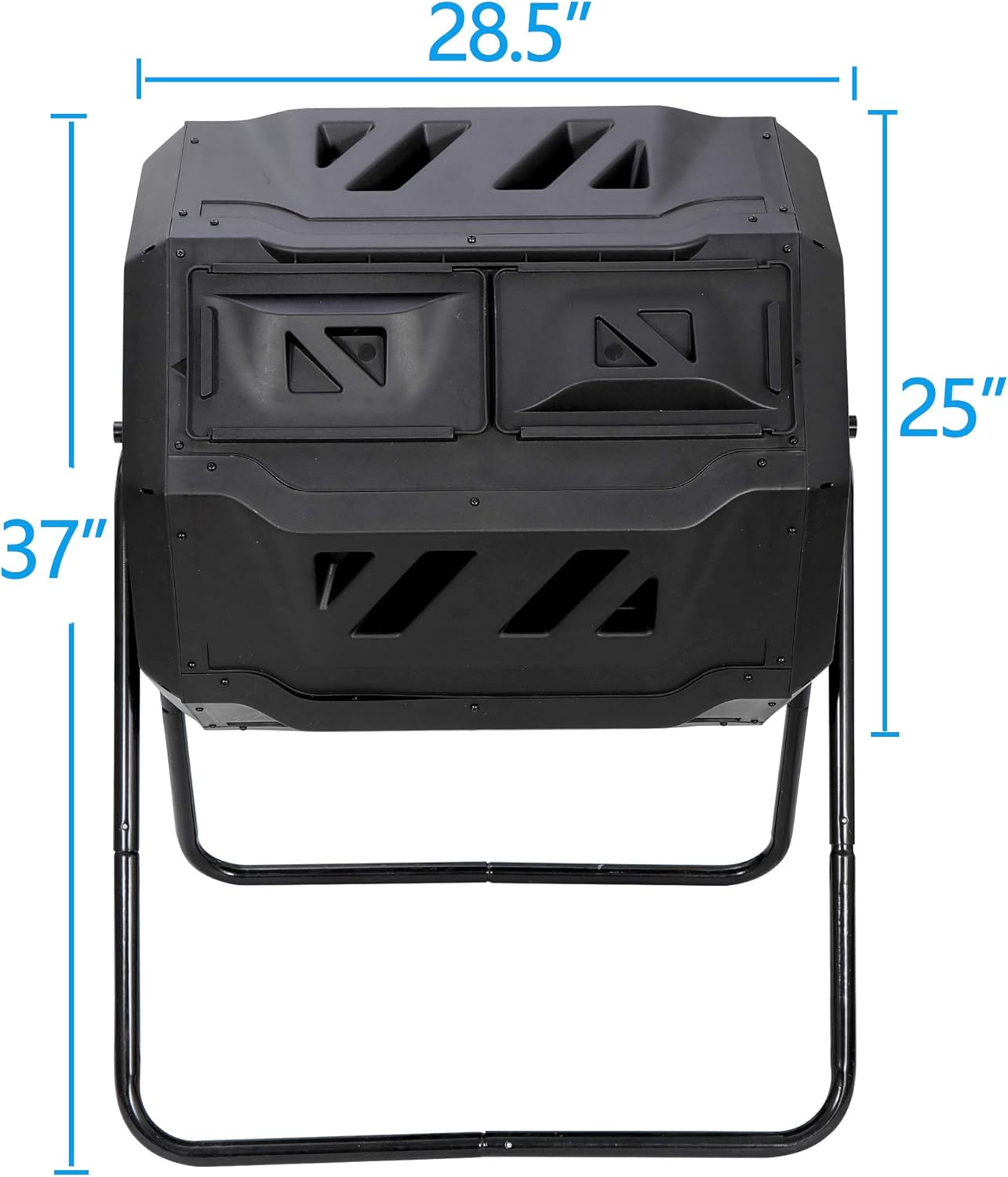 Large Composting Tumbler Dual Chamber Outdoor Garden Rotating Compost Bin Tumbling Composter with Sliding Door (43 Gallon, Black)