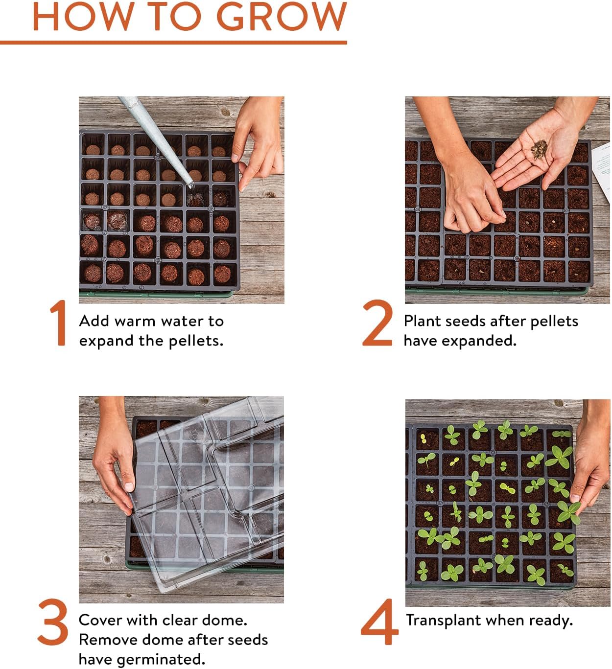 Greenhouse Indoor Starting Herbs, Flowers and Vegetables | Includes Dome, Watering, Seed Starter Tray, Coir Pellets | 10" W X 20" L X 5" H, One Size, 1 Kit (72 Cells)