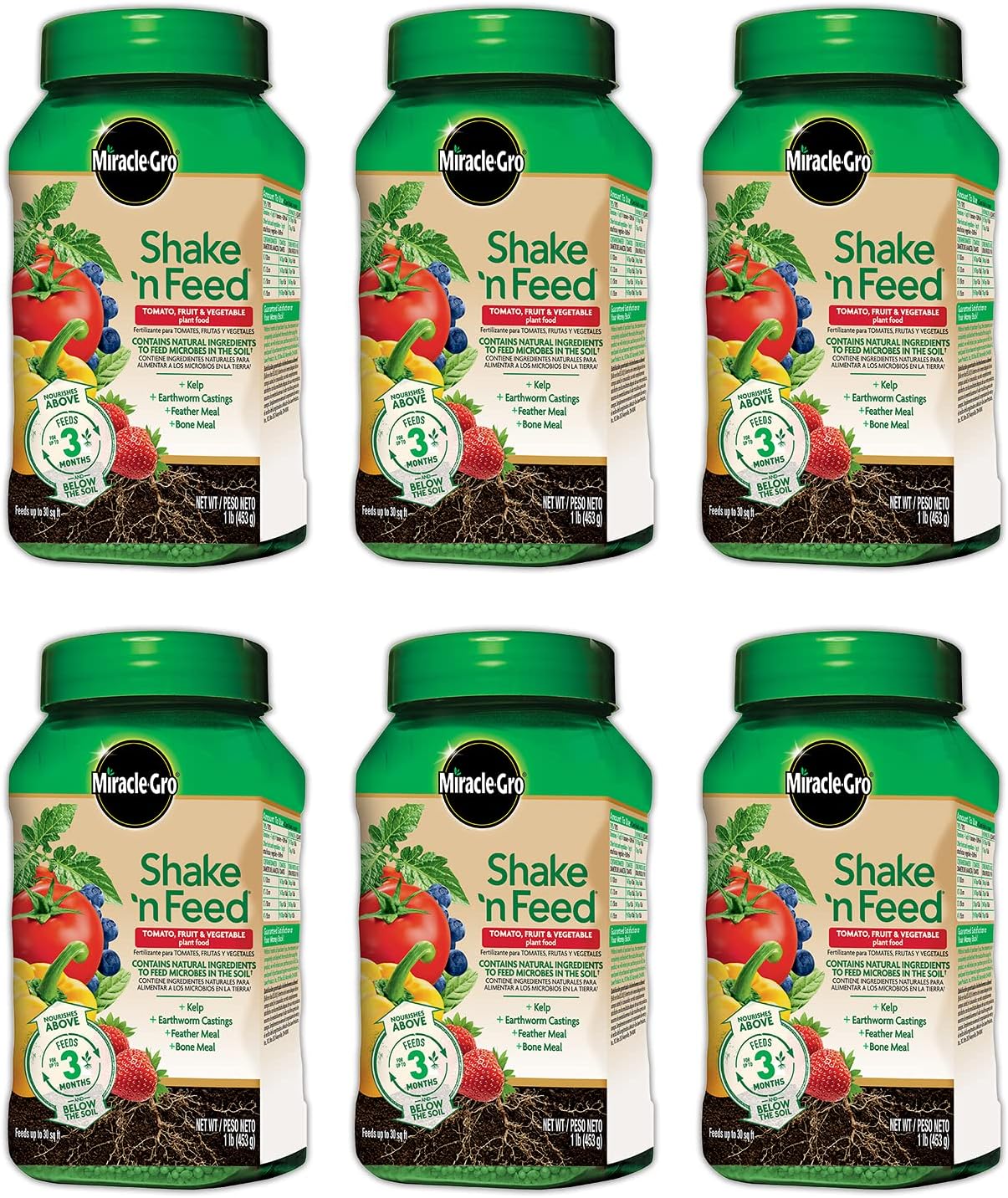 Shake 'N Feed Tomato, Fruit and Vegetable Plant Food, for In-Ground and Container Plants, Feeds up to 3 Months, 1 Lb.