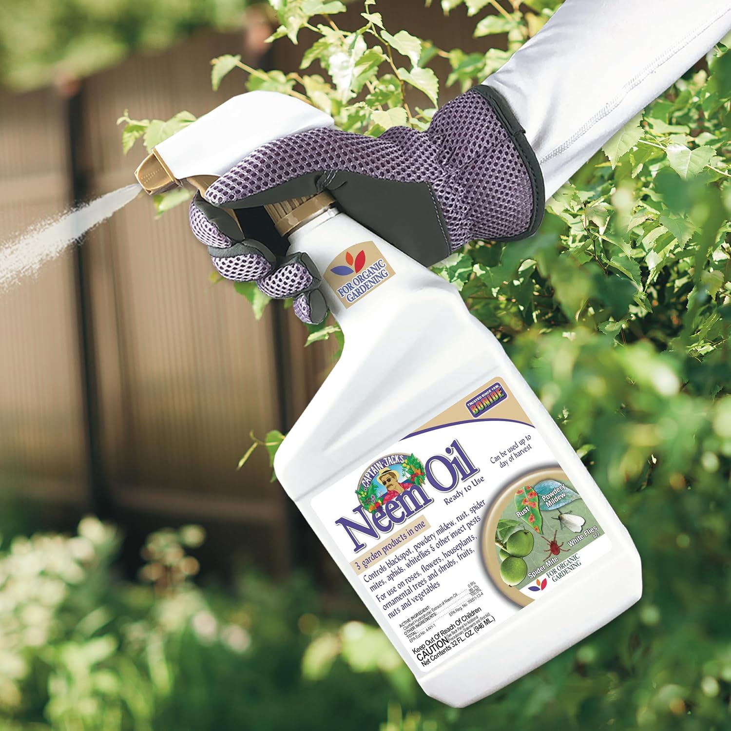 Captain Jack'S Neem Oil, 32 Oz Ready-To-Use Spray, Multi-Purpose Fungicide, Insecticide and Miticide for Organic Gardening