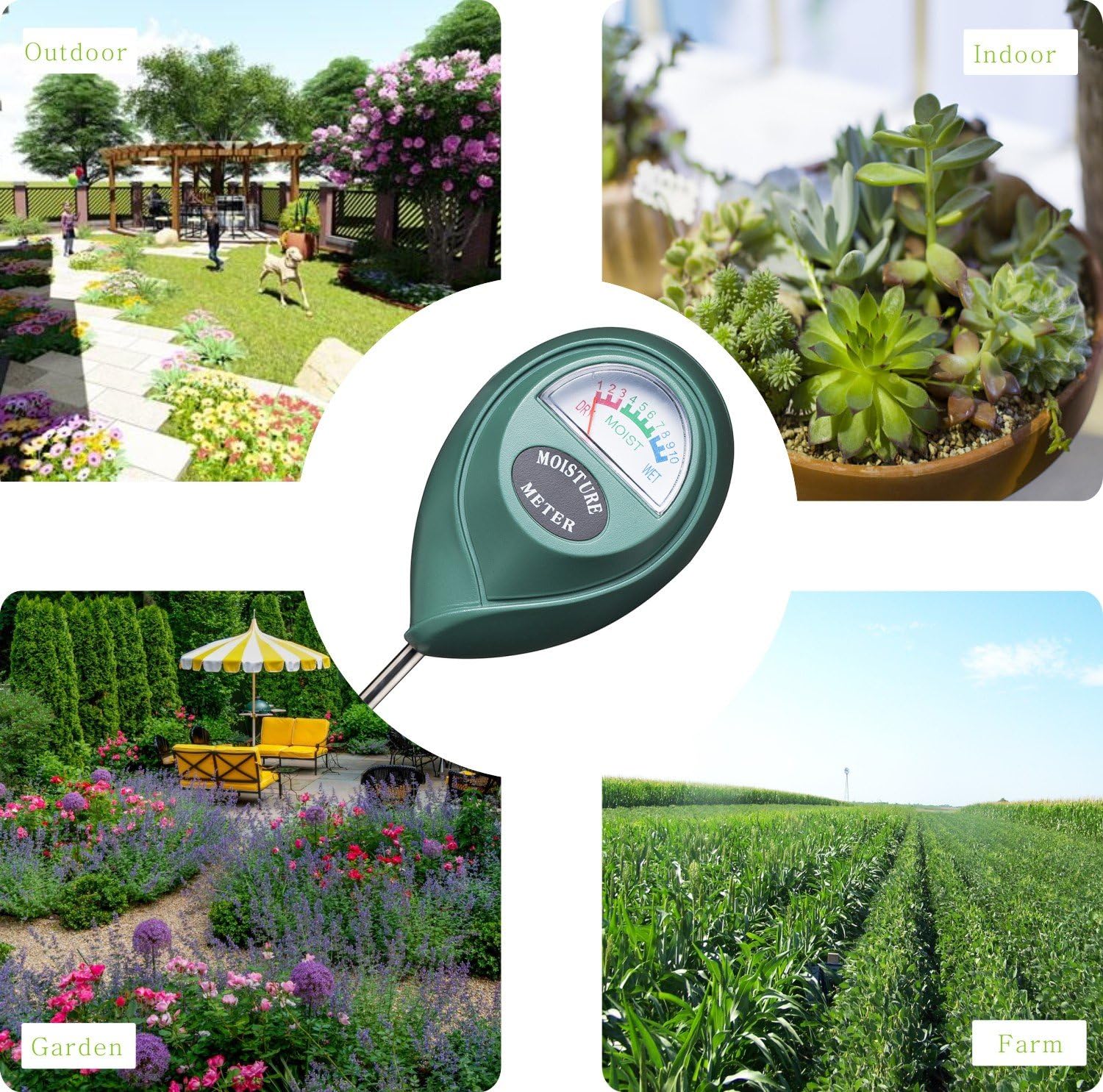 Soil Moisture Meter, Plant Water Monitor, Hygrometer Sensor for Gardening, Farming, Indoor and Outdoor Plants, No Batteries Required